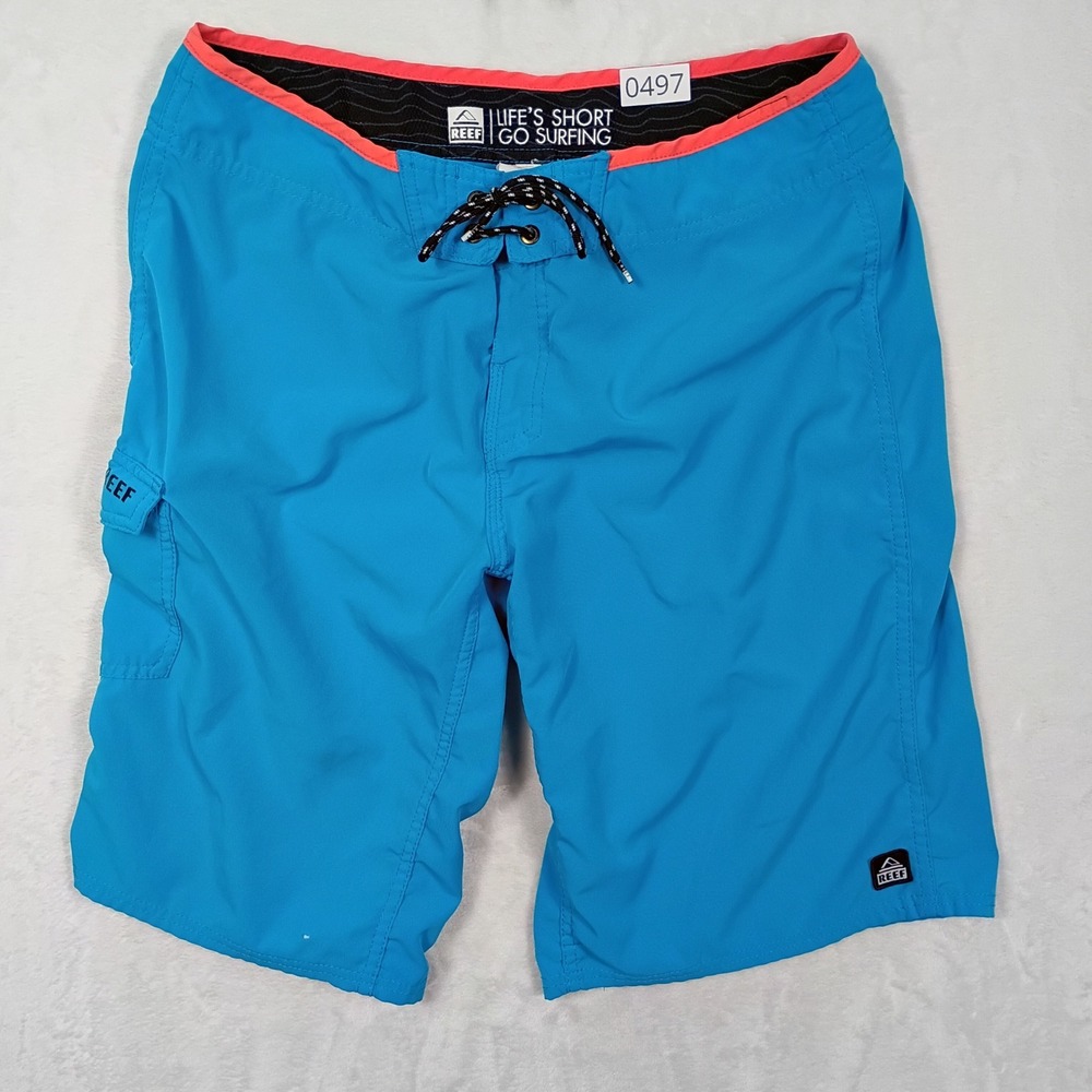 Reef Board Shorts Mens‎ 32 Blue Cargo Pocket Swim Trunks Surf Beachwear Summer